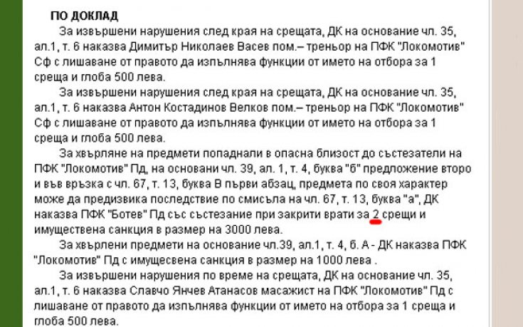 Тъп гаф на БФС, Ботев наказан за 1 мач, хората на Боби замазват