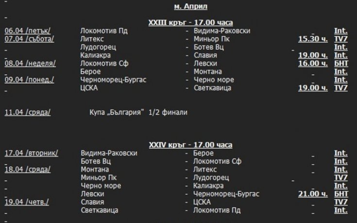 Официално: Най-после Левски - ЦСКА в нормален час, пълна програма за А група