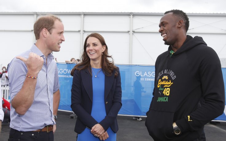 Болт се срещна с Кейт и Уилям