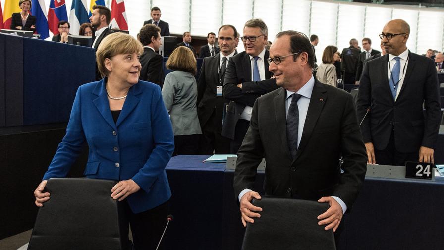Меркел и Оланд в ЕП