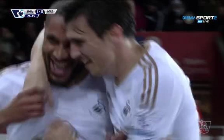 Суонси откри резултата срещу Уотфорд пред новия наставник