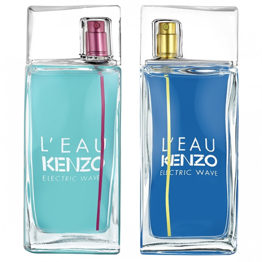 L’eau Kenzo Electric Wave за нея: емблематичният бял лотос е пресъздаден по нов начин.  Придружен от плодови нотки на нектарина и мандарина, текстурата му става сочна, искряща, плътска. Кедър и бял мускус придават нежност към бляскавия характер на този плодово-флорален аромат. 
L’eau Kenzo Electric Wave за него: юзуто съживява аромата. Преработен, той носи истинска ултрамодерна цитрусова свежест. В този ултрасвеж коктейл, яркостта на розовия грейпфрут и сочна зелена ябълка добавят контраст и мекота, преди да дадат път за деликатната свежест на синя мента. Розово дърво и зърна тонка обгръщат този плодово-дървесен аромат с чувствен фасет.