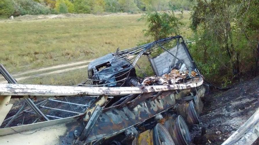 Изгорелият ТИР край Кресна