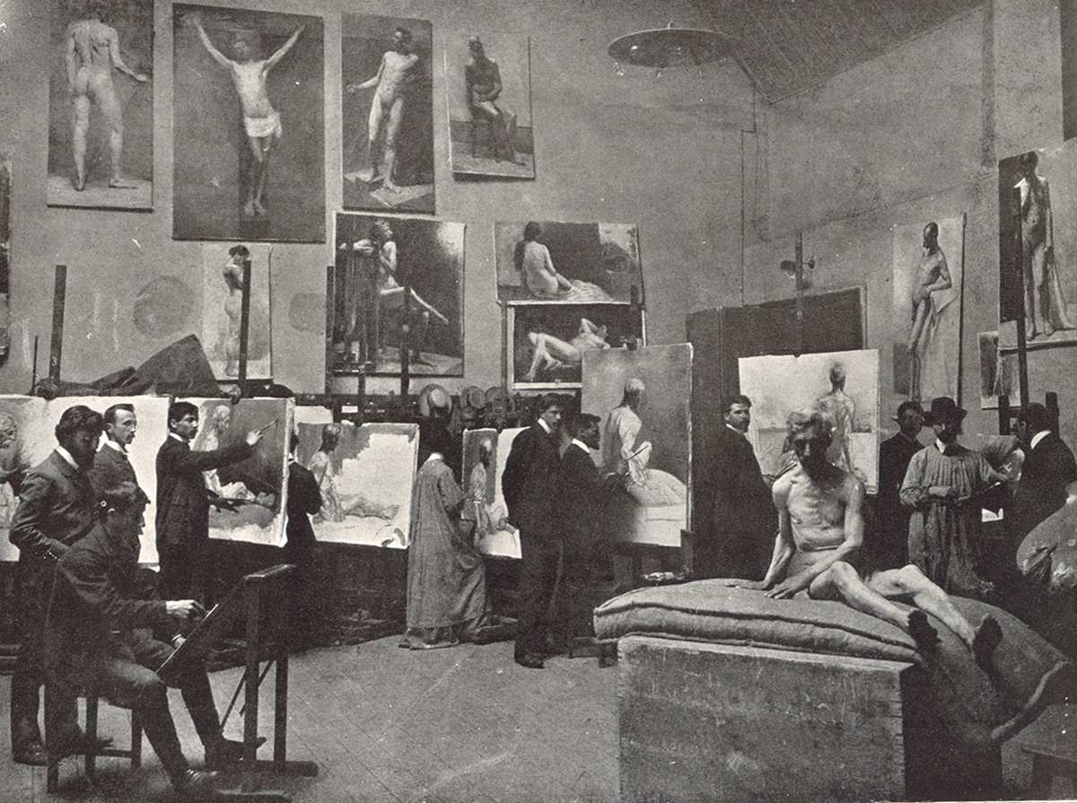 Ателието по Живопис в Държавното рисувално училище, около 1905-1906 г.