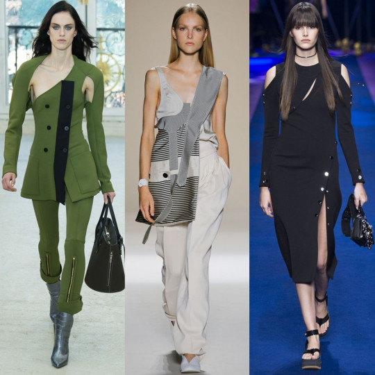 Асиметрично изрязани модели -
Асиметрията е любим творчески подход на модните дизайнери за разлика от пластичните хирурзи. Пролет/лято 2017 доказва, че с нестандартни изрязвания тук-там и игра с дължините, дрехите изглеждат изключително впечатляващо. Колекцията на Louis Vuitton е най-добрият пример за това.