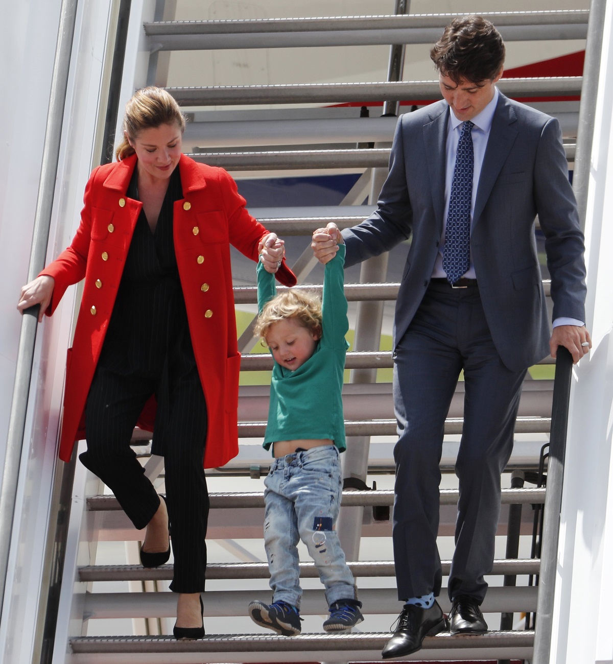 Съпругата на канадския премиер Джъстин Трюдо - Софи и синът им Адриан