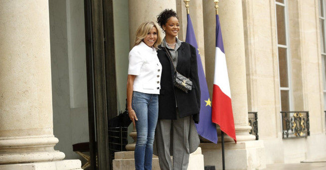 Барбадоската поп певица Риана се срещна с френския президент Еманюел