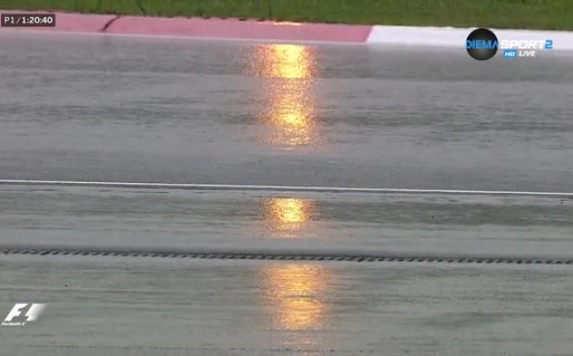 Дъжд беляза началото на тренировките за последното Гран При на