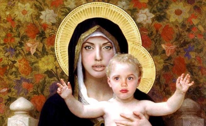 Анджелина Джоли в ролята на Мадоната с младенеца