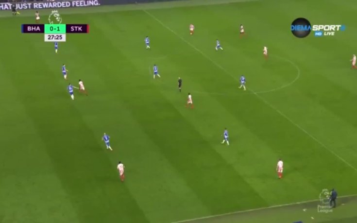 Брайтън - Стоук Сити 1:2 /първо полувреме/