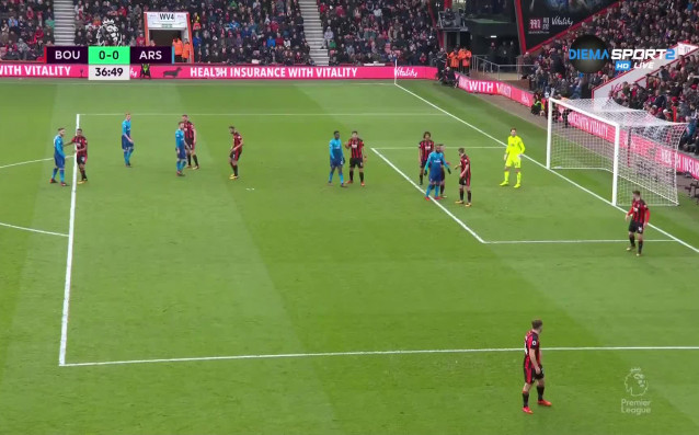 На полувремето Борнемут Арсенал 0 0 Първото полувреме предложи не