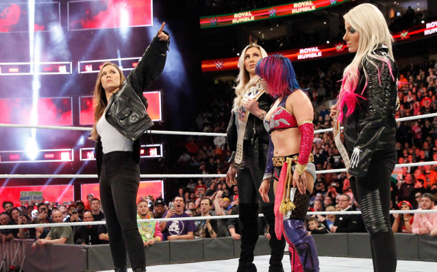 Ronda Rousey confronts Asuka Alexa Bliss and Charlotte Flair following