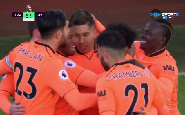 Ливърпул взе ранен аванс от 1 0 срещу Саутхемптън в