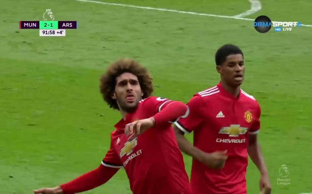 Маруан Фелайни отбеляза последния гол в мача на Манчестър Юнайтед