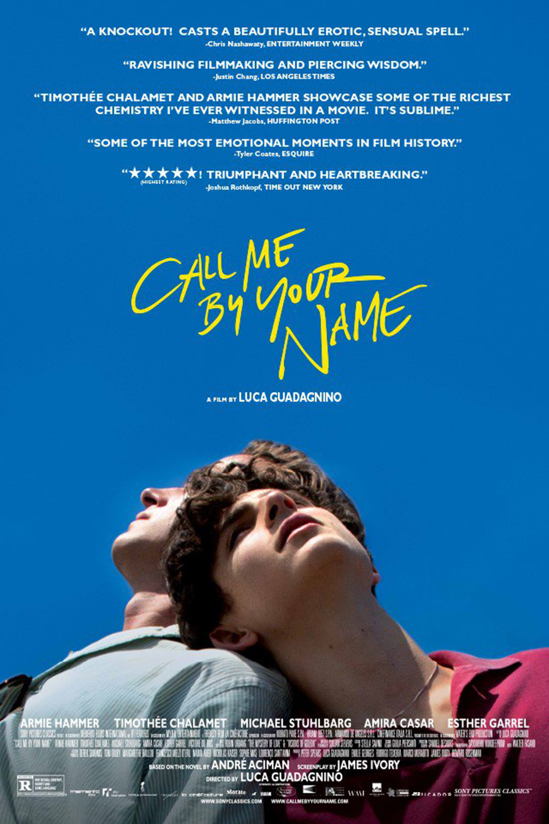 4. Call Me by Your Name / „Призови ме с твоето име“ (2017) – Режисьор: Лука Гуаданино; Участват: Арми Хамър, Тимъти Шаламе