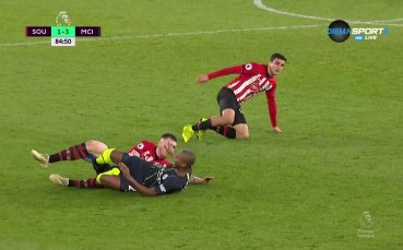 Груб фаул срещу Фернандиньо остави Саутхемптън с 10