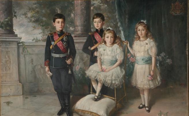 Портрет на децата на цар Фердинанд: Борис, Кирил, Евдокия и Надежда от любимия художник на владетеля: Никола Михайлов.