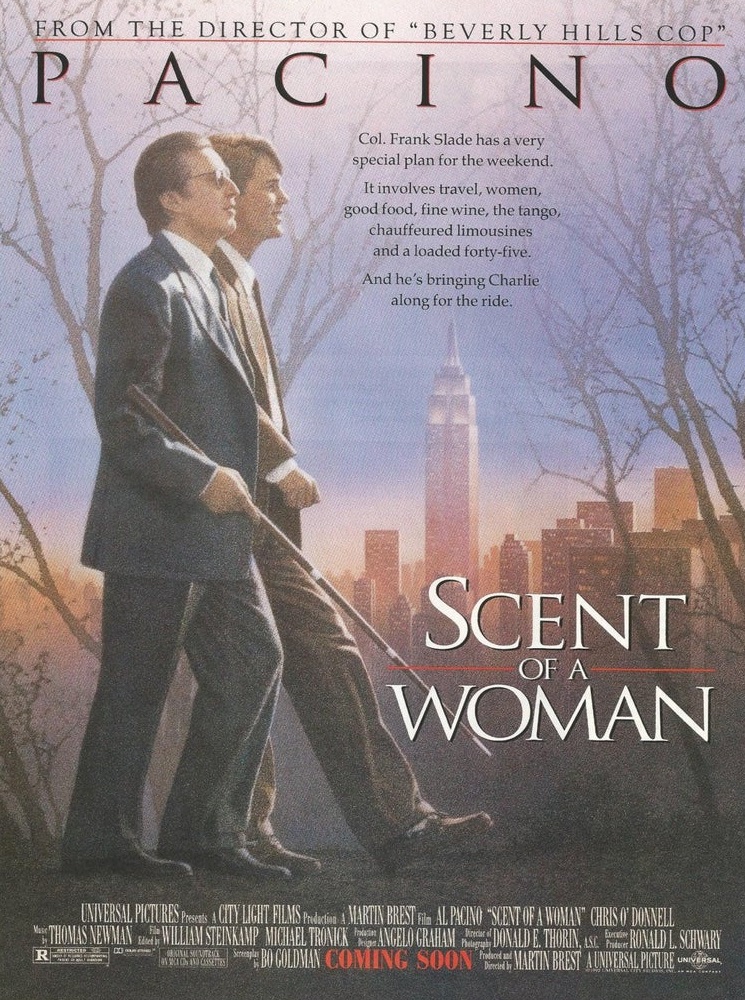 <p>Scent of a Woman / &bdquo;Усещане за жена&ldquo; &ndash; 1992; Режисьор: Мартин Брест; Участват: Ал Пачино, Крис О&lsquo;Донъл, Габриел Ануар</p>