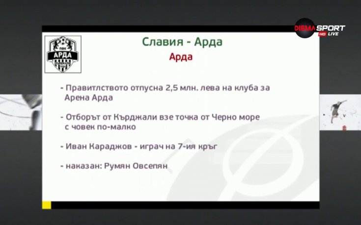 Славия ще търси победа над Арда