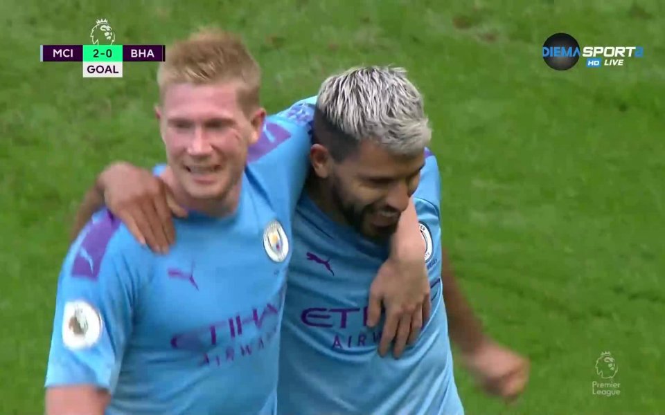 Английският шампион Манчестър Сити продължава наказателната си акция срещу Брайтън