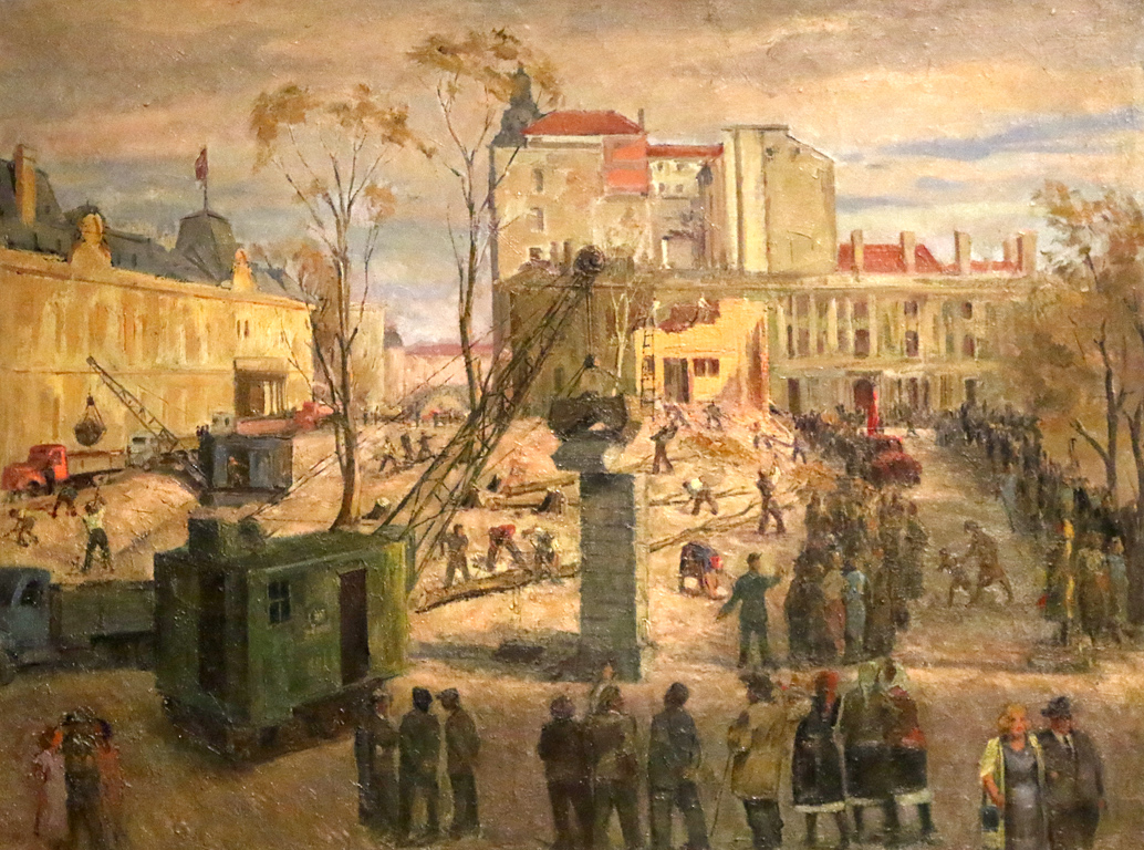 <p>Петър Вълчев - Събаряне оградата на двореца, 1945г.</p>