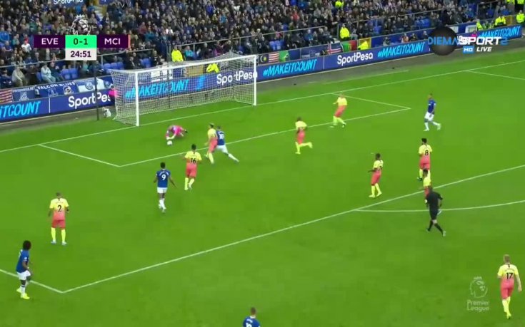 Евертън - Манчестър Сити 1:1 /първо полувреме/