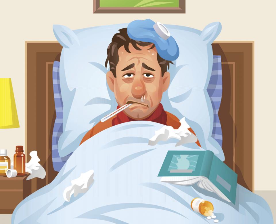 мъж болен грип настинка