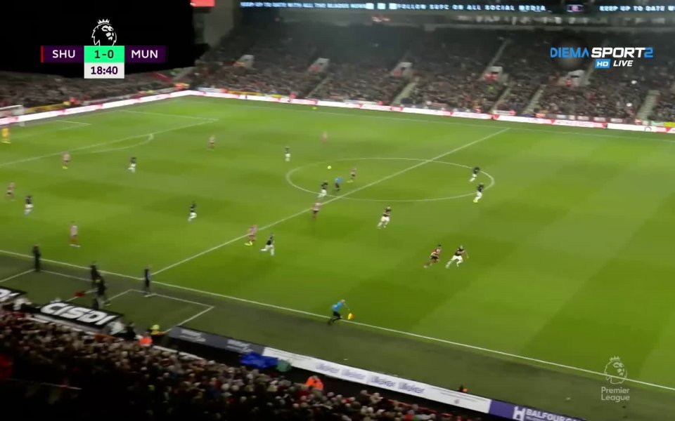 В 19-ата минута на двубоя между Шефилд Юнайтед и Манчестър