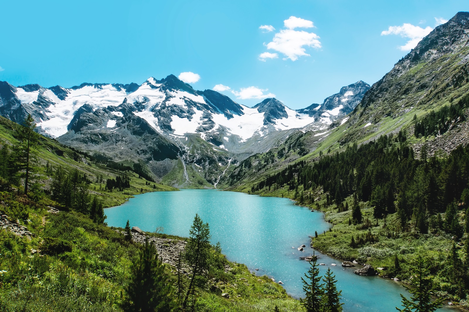 <p>Мултинското езеро се намира на 1740 метра надморска височина в Алтай. Дължината му е около два километра, ширината му е 750 метра, а средната му дълбочина е само осем метра.</p>