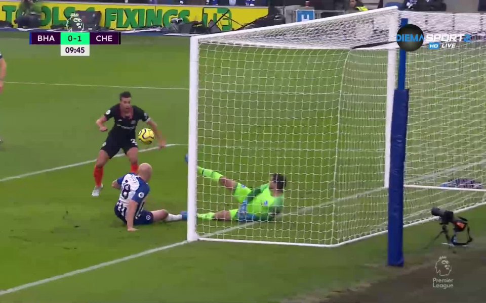 В 10-ата минута Сесар Аспиликуета изведе "сините" напред в резултата,