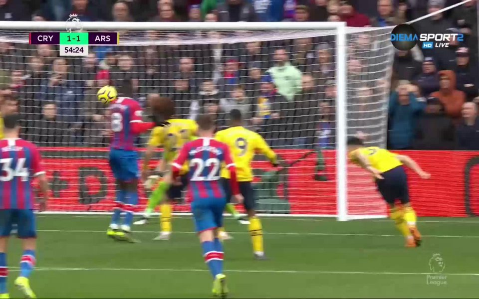 Отборите на Кристъл Палас и Арсенал играят при резултат 1:1