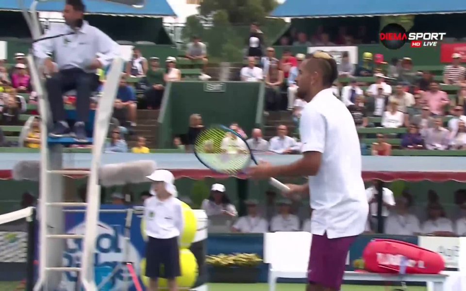 Кадри от двубоя на Григор Димитров срещу Ник Кирьос в