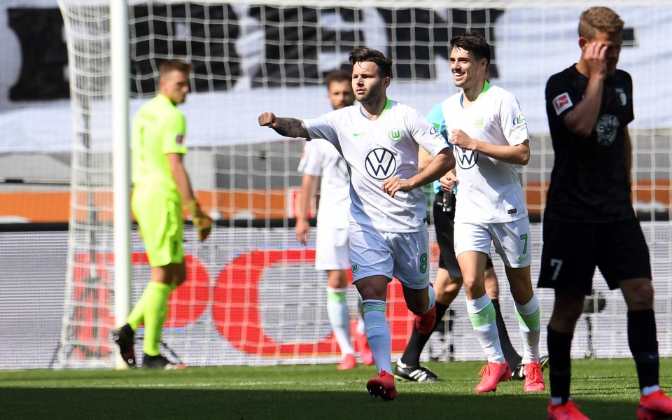 В пореден мач от съботния ден на Бундеслигата Волфсбург издрапа