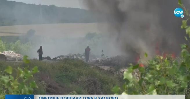 България Тлеещо строително сметище предизвика пожар край Хасково Пожарът беше