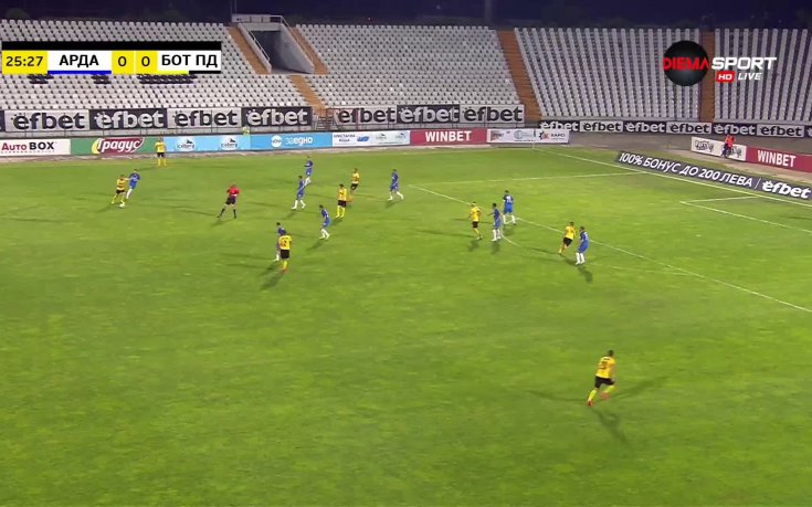 Арда - Ботев Пловдив 0:0 /първо полувреме/