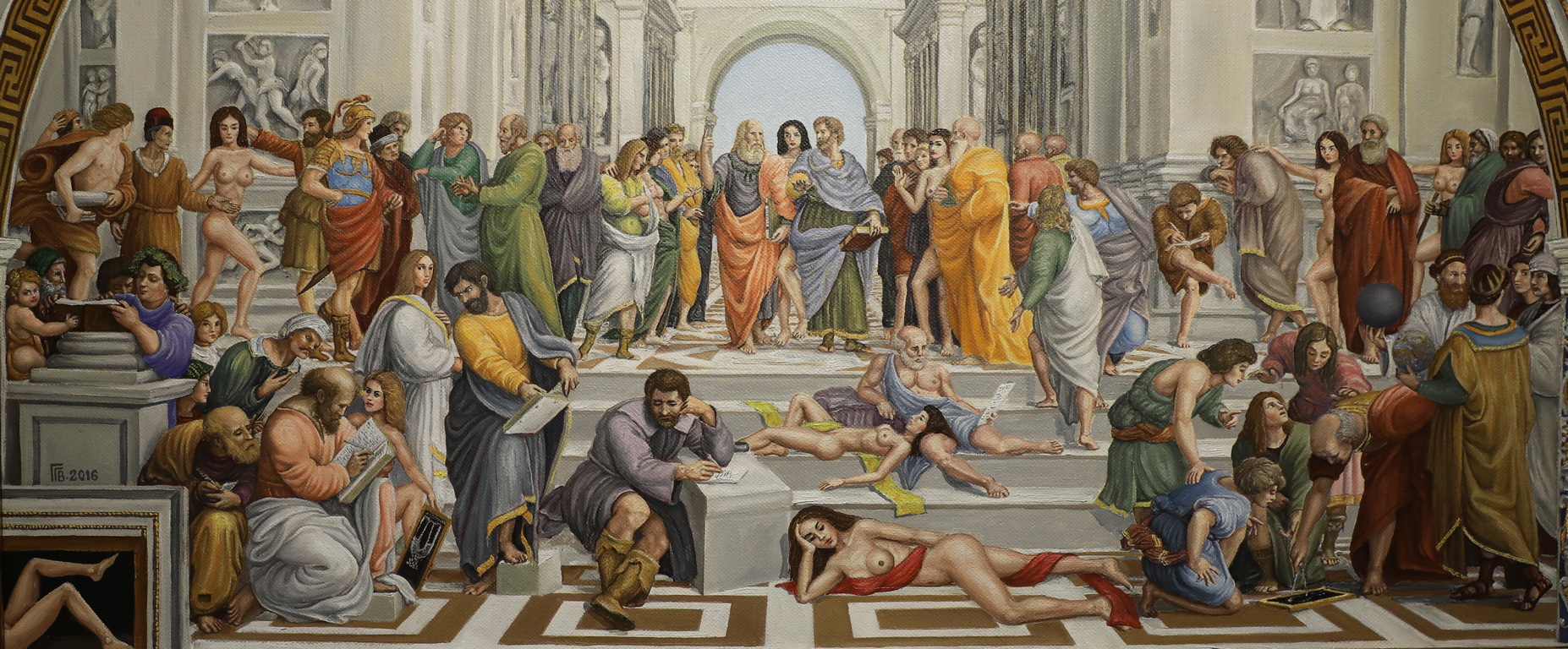 <p>Григор Велев / Grigor Velev</p>

<p>Атинската школа (по Рафаело)<br />
Scuola di Atene (after Rafaello)</p>

<p>&nbsp;</p>