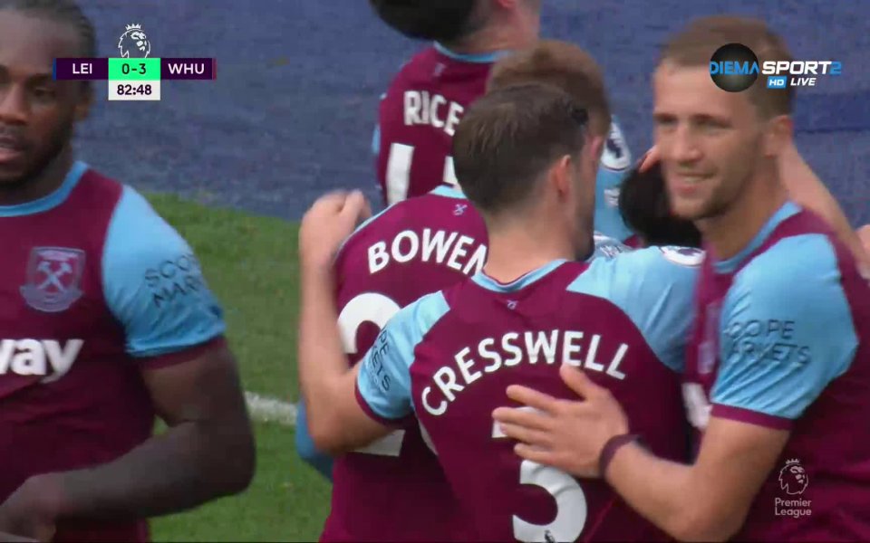 Уест Хем води с 3:0 при гостуването на Лестър в