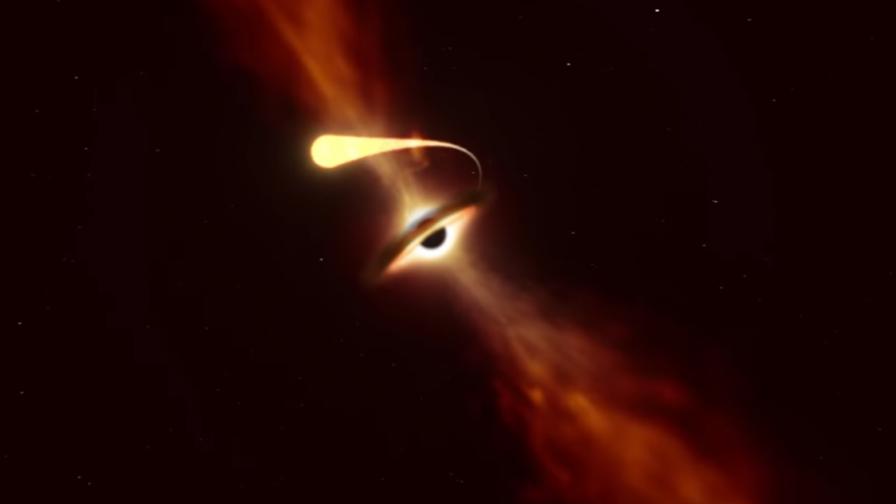 Илюстрация на поглъщането на звезда от черна дупка