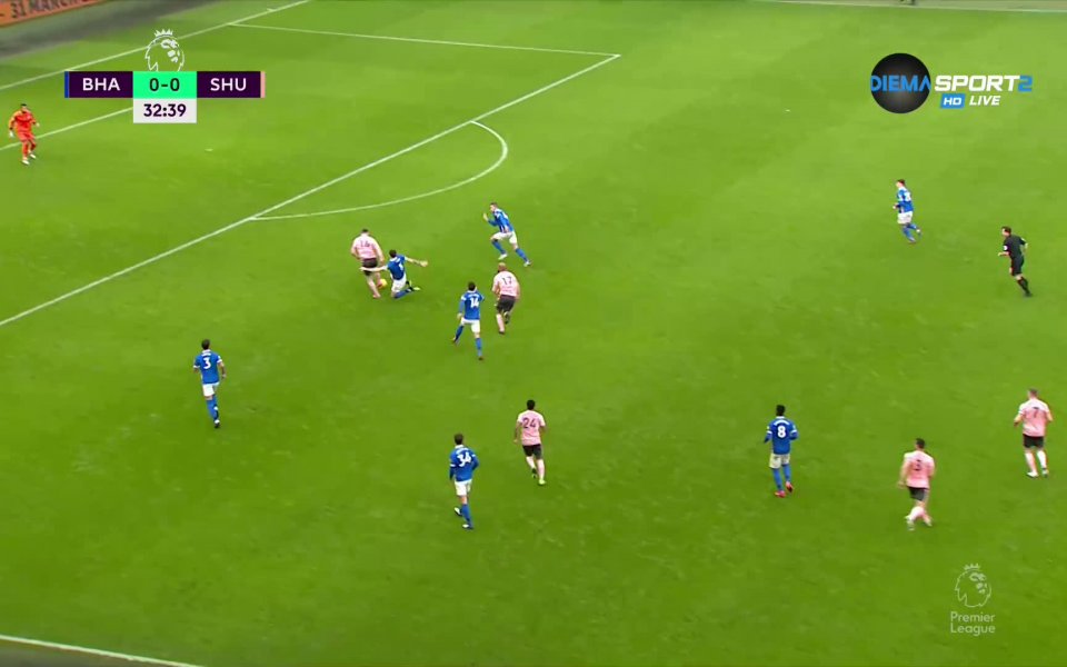 Вижте всичко най-интересно от първото полувреме на мача Брайтън -