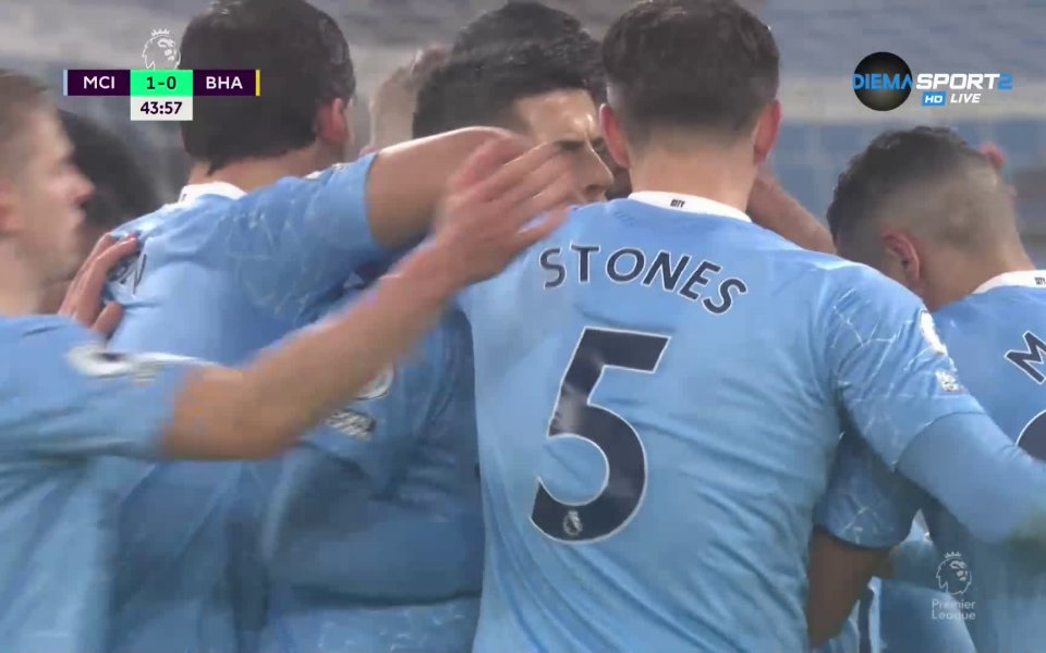 Манчестър Сити - Брайтън 1:0 /първо полувреме/ function showNative(obj) {