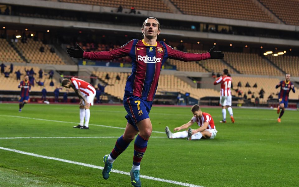 Нападателят на Барселона Антоан Гризман вкара два гола в снощния