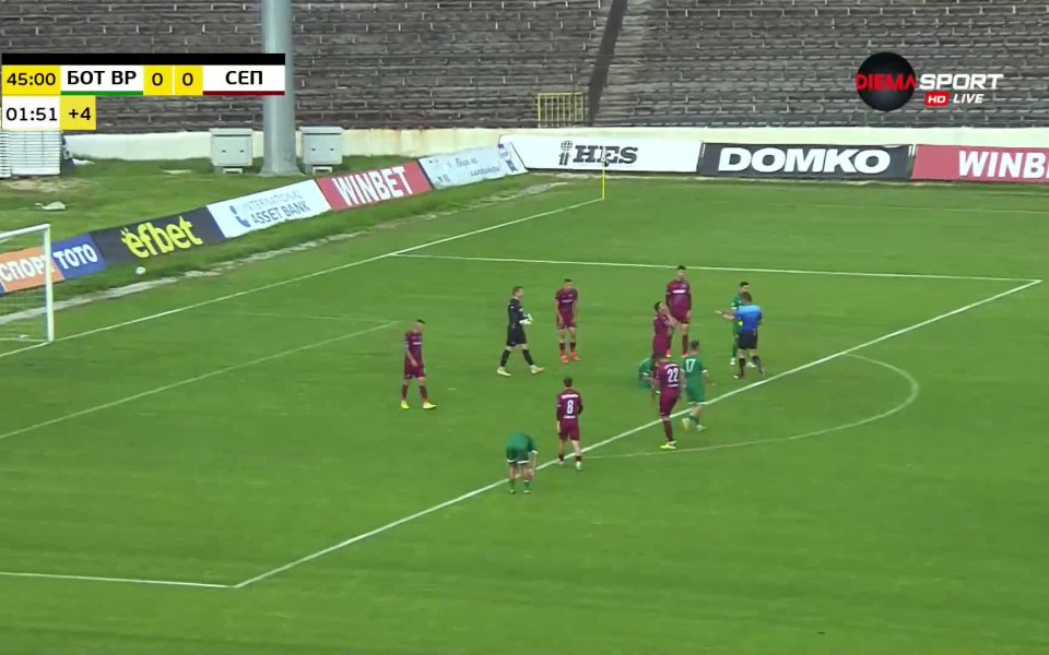 Ботев Враца и Септември София играят при резултат 0:0 в
