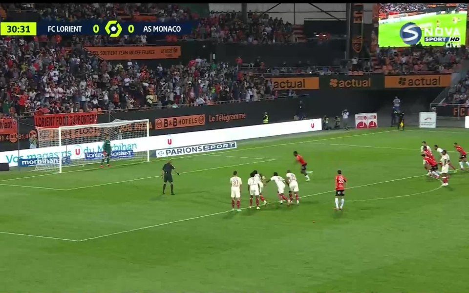 Лориен победи с 1:0 Монако в мач от втория кръг