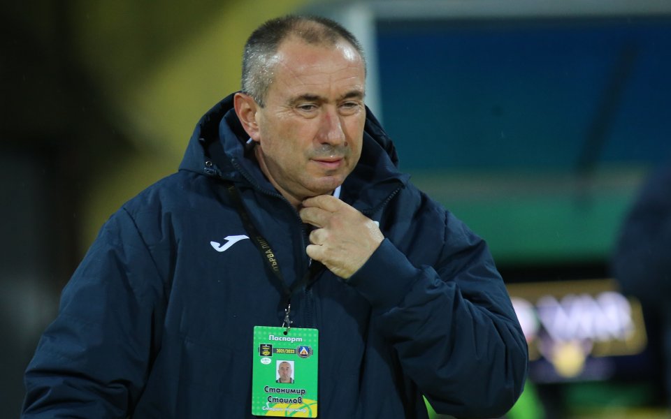 Треньорът на Левски Станимир Стоилов говори след . &bdquo;Доволен съм