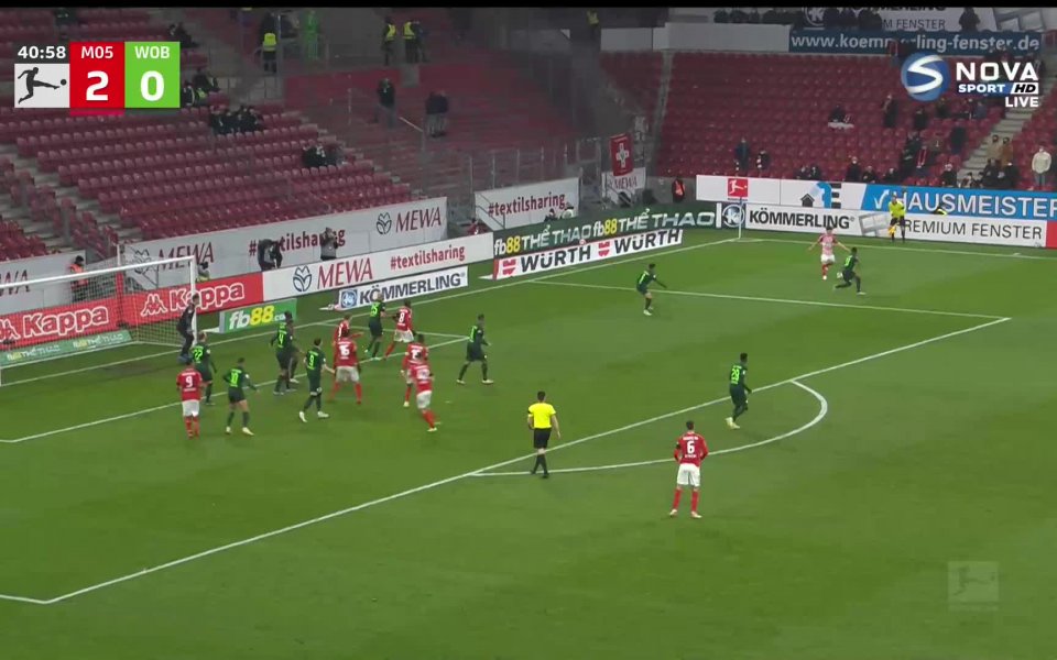 Майнц спечели с 3:0 домакинството си на Волфсбург след блестящо