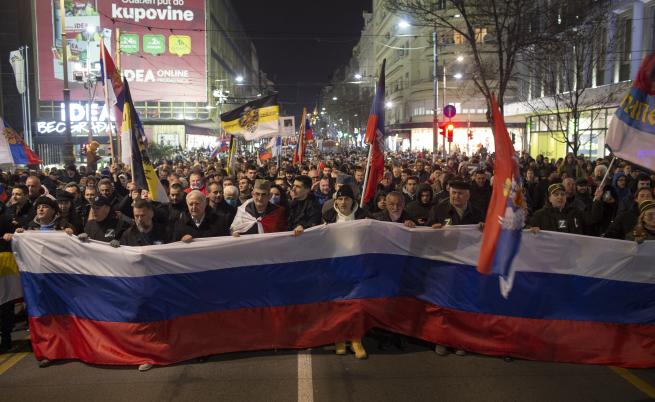 Митинг в подкрепа на Путин и войната в Украйна се състоя в Белград