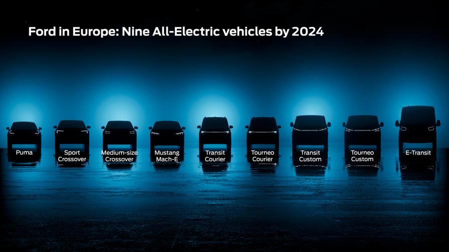 <p>Ford ще пусне девет електромобила до 2024 г. в Европа</p>