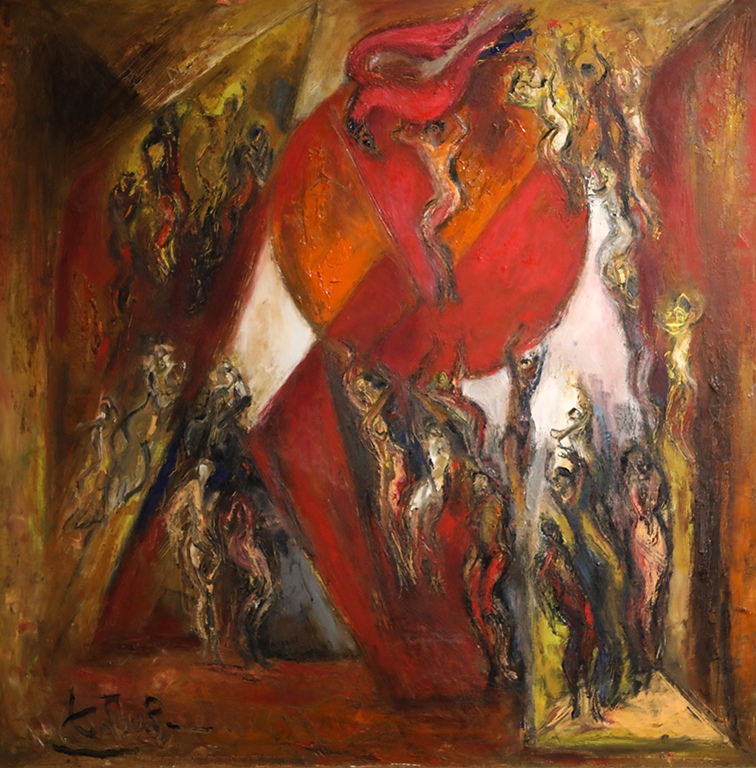 <p>ЛЕТЕНЕ</p>

<p>По този начин ромбът, кръгът или обърнатата пирамида са представени като знаци за паралелно битие, балансирано в художественото пространство чрез други, свободни от строги параметри форми &ndash; риба,кон,човешка фигура.</p>