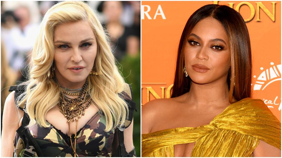 В неделя вечерта Мадона подкрепи колежката си Бионсе, като присъства