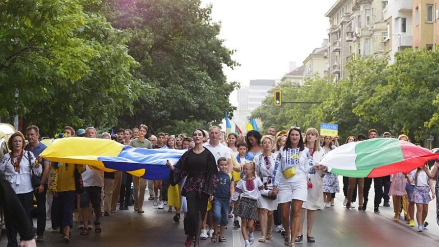 Мирно шествие в София по повод Деня на независимостта на Украйна (СНИМКИ)